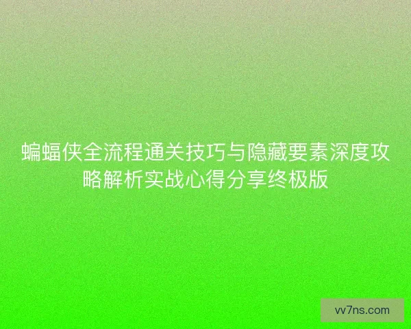 蝙蝠侠全流程通关技巧与隐藏要素深度攻略解析实战心得分享终极版