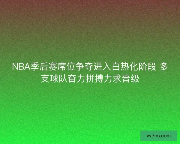 NBA季后赛席位争夺进入白热化阶段 多支球队奋力拼搏力求晋级